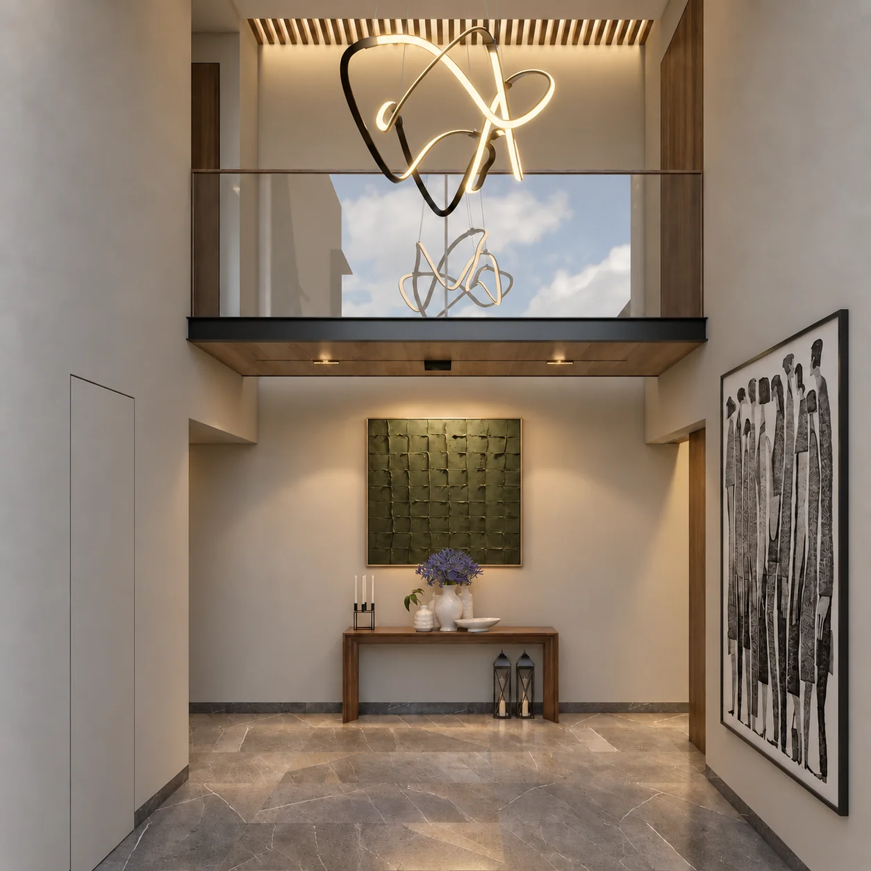 Casa Cañada: vestíbulo a doble altura